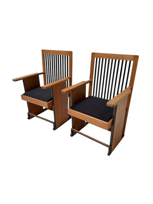 Two Art Deco Modernist High Back Armchairs by Architect Caspers, 1920s